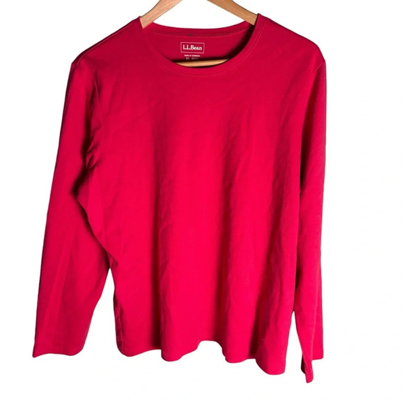 L.L. Bean Women’s Red Long Sleeve Crew Neck Shirt XL Cotton Blend Casual Cozy - Picture 3 of 7